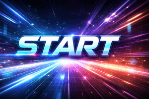 STARTの文字を大きく配置した横長のブログ用ビジュアル。堺市で人気の個別指導塾「個別指導のハッピースマイル」が展開する白鷺教室・堺市駅教室・深井教室・鳳教室・大小路教室・栂・美木多教室・萩原天神教室・初芝教室・上野芝教室・北花田教室・諏訪ノ森教室で共通使用する、勉強が苦手な子の学び直しや成績アップのスタートをイメージしたスタイリッシュな画像。